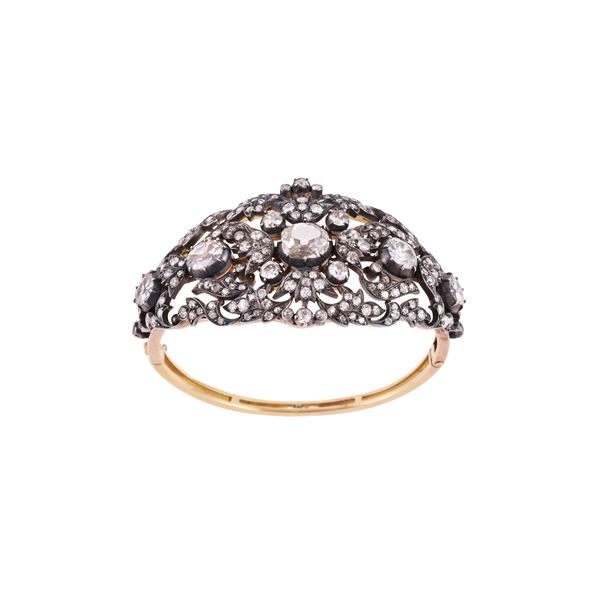 18KT GOLD AND SILVER BRACELET WITH DIAMONDS