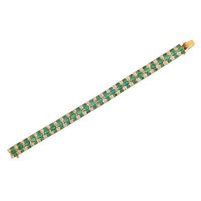 Bracciale in oro giallo con smeraldi e brillanti