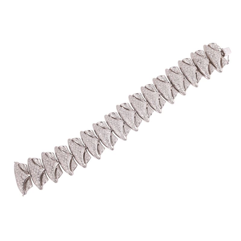Bracciale in oro bianco con brillanti, 18 cm