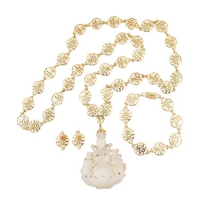 Faraone, Parure in oro giallo con giadeite e brillanti