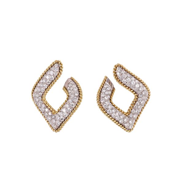 18KT GOLD EARRINGS SET WITH DIAMONDS, BY CRIVELLI