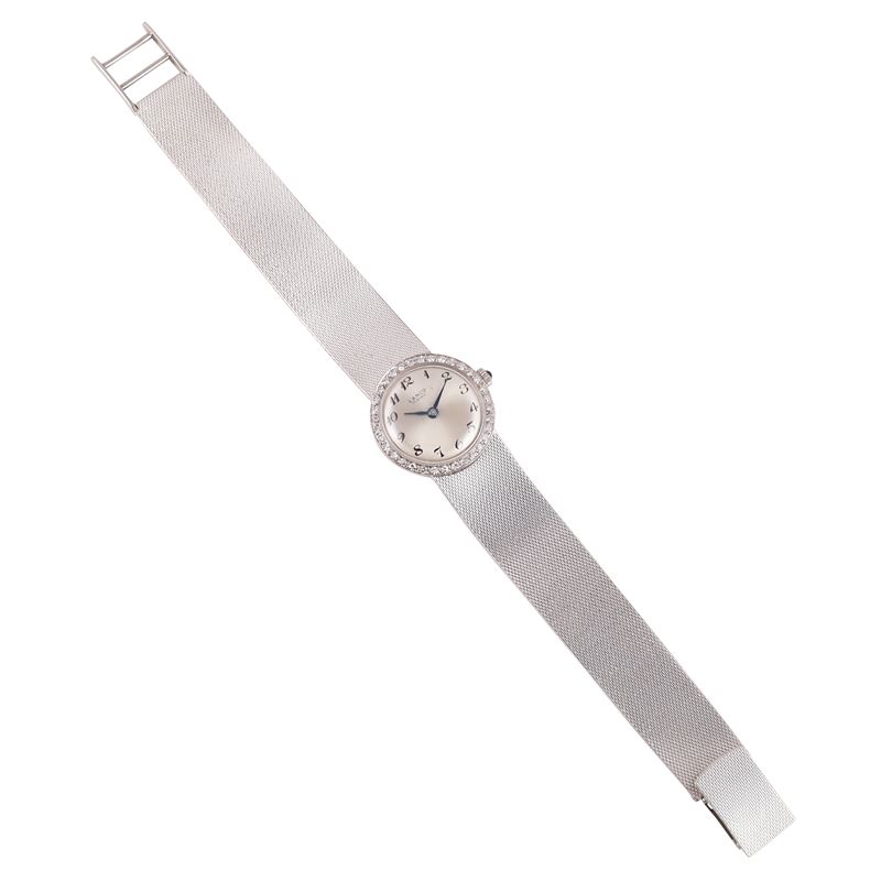 Lanco, Orologio in oro bianco con diamanti e bracciale a nastro