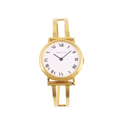 Zenith, Orologio in oro giallo con bracciale rigido e quadrante a numeri romani