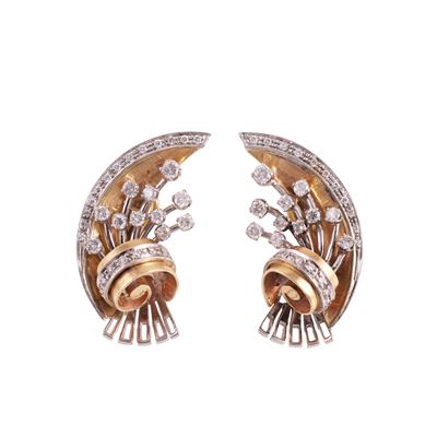 Orecchini in oro 9KT con brillanti, stile bouquet