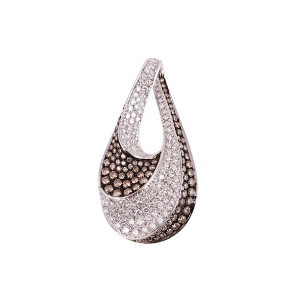18KT GOLD PENDANT SET WITH COLORLESS AND BROWN DIAMONDS, BY CRIVELLI