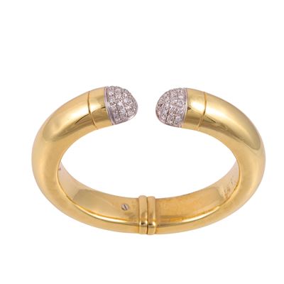 Micheletto, Bracciale rigido in oro giallo con inserti in oro bianco e brillanti