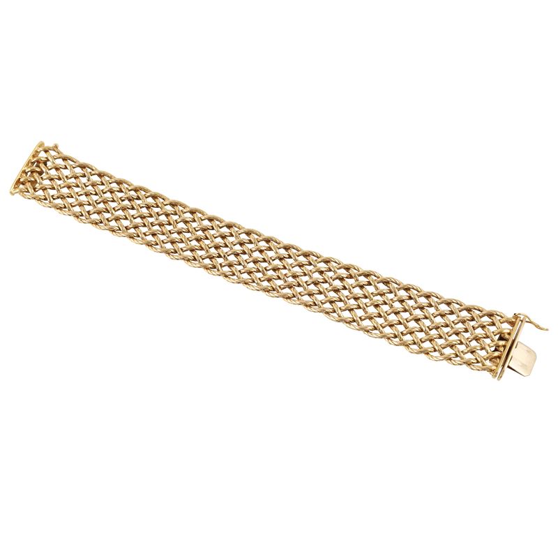 Bracciale in oro giallo, lavorazione a rete