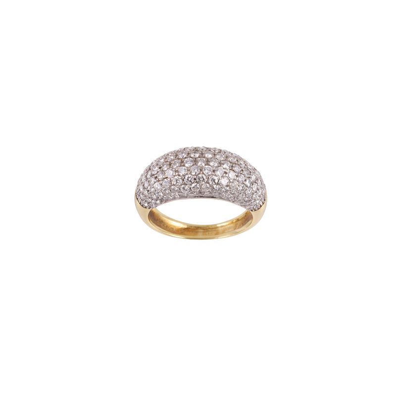 Micheletto, Anello in oro giallo e bianco con brillanti