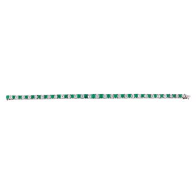 Bracciale rivière in platino con diamanti e smeraldi