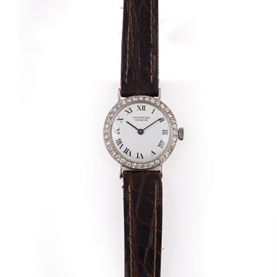 Orologio da polso in oro bianco 18K con lunetta in brillanti