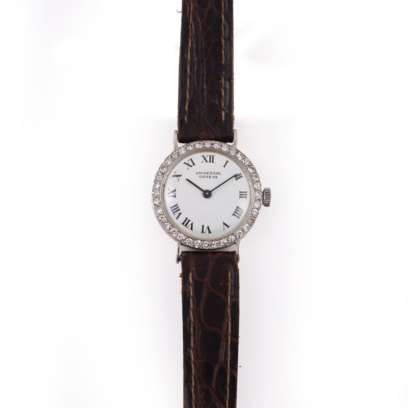 Universal Geneve - Orologio da polso in oro bianco 18K con lunetta in brillanti