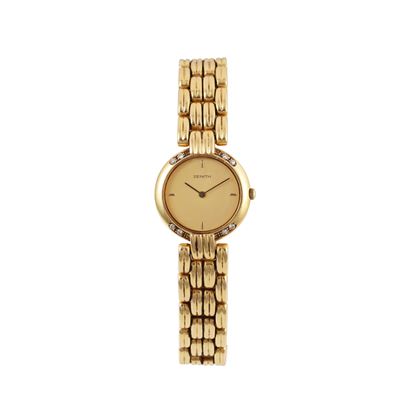 Zenith, Orologio in oro giallo con brillanti e movimento al quarzo