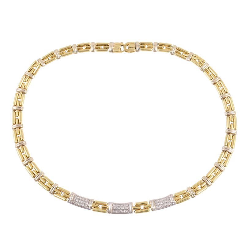 Chimento, Girocollo in oro giallo e bianco con brillanti