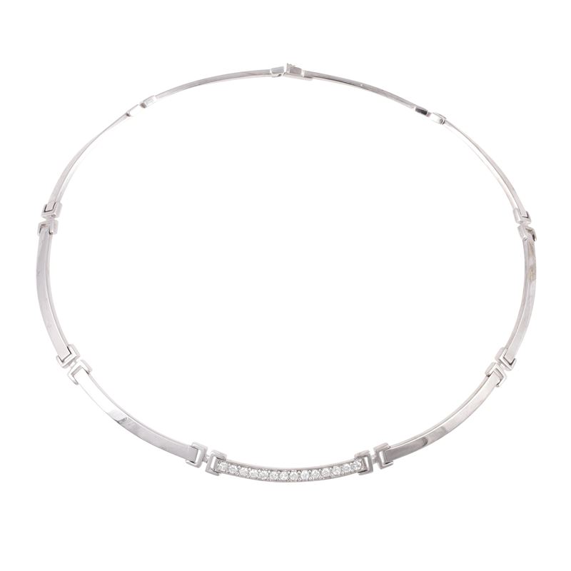 Girocollo in oro bianco con brillanti, circa 40 cm