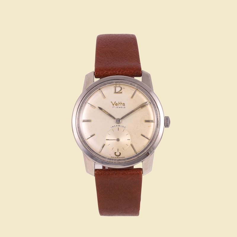 Vetta - Orologio da Polso, circa 1950, cassa in acciaio con quadrante avorio