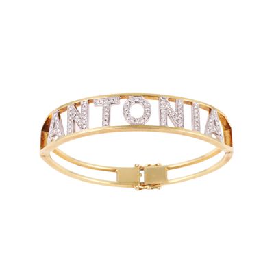 Bracciale rigido in oro giallo e bianco con brillanti