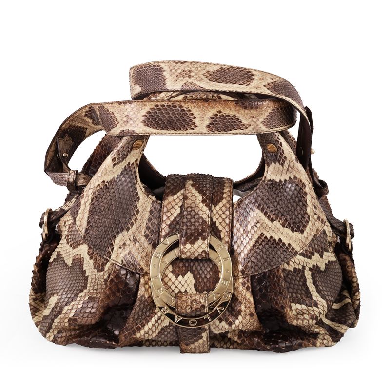 Bulgari, Borsa Chandra in pelle con finiture dorate