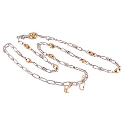 Catena in oro bianco e oro giallo con pendenti in oro 9KT