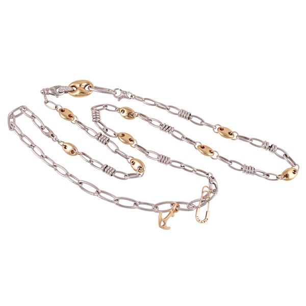 18KT GOLD NECKLACE WITH TWO 9KT GOLD PENDANTS