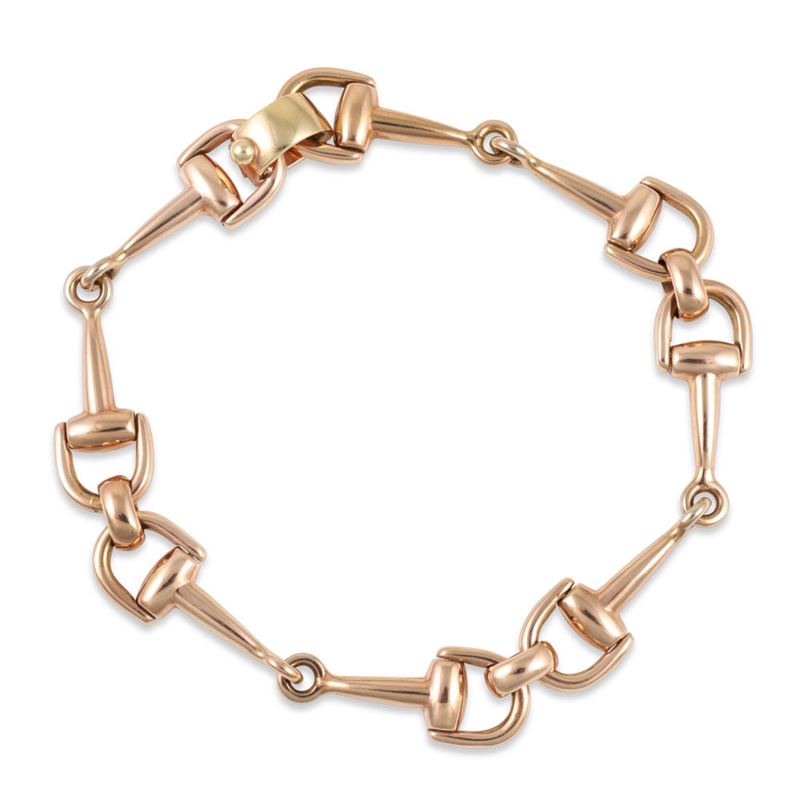 Bracciale in oro rosa 18 carati con motivi a morsetto