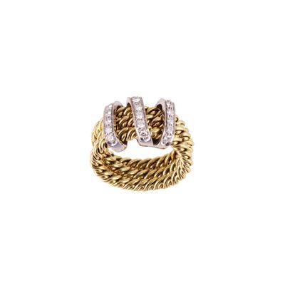 Pomellato, Anello in oro giallo e bianco con brillanti