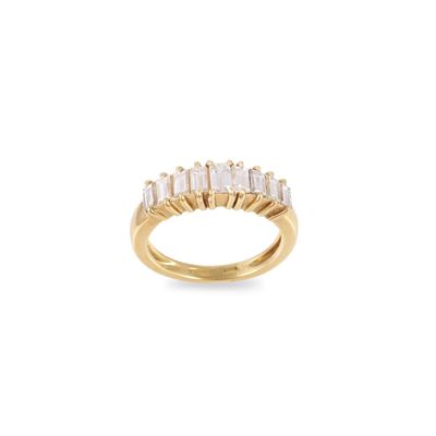 Anello in oro giallo 18Kt con diamanti, misura 14,5