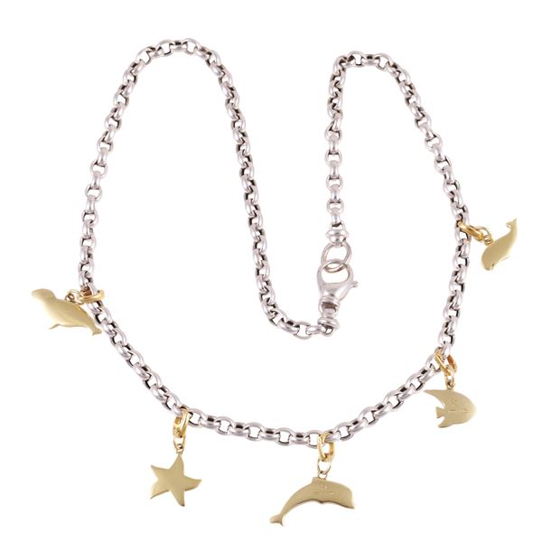 18KT GOLD CHAIN WITH FIVE "DoDo" POMELLATO PENDANTS