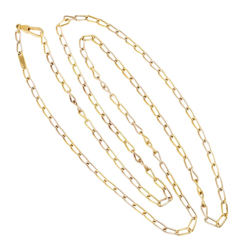 Pomellato, Collana in oro giallo e bianco a maglie ovali