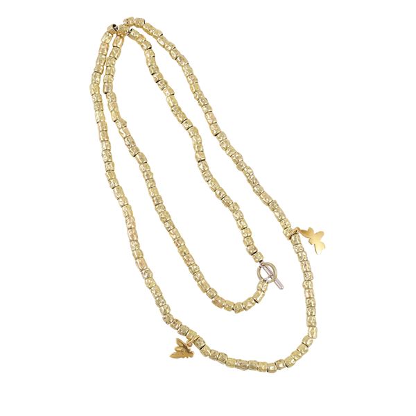 18KT GOLD BEADS WITH A 925 SILVER INNER CHAIN NECKLACE WITH PENDANTS, BY "DoDo" POMELLATO