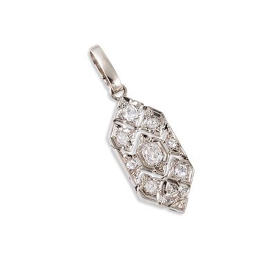 Pendente esagonale in oro 18Kt con diamanti old mine