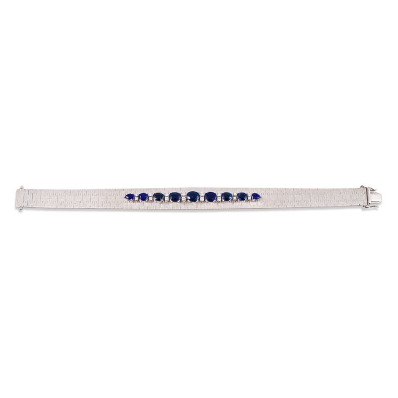 Micheletto, Bracciale in oro bianco 18Kt con zaffiri e brillanti