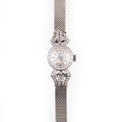Orologio da polso in oro bianco 18K e brillanti con bracciale non originale