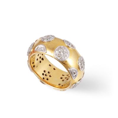 Anello in oro giallo e bianco 18Kt con diamanti