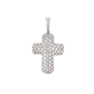 Pendente a croce in oro bianco 18Kt con brillanti in pavé