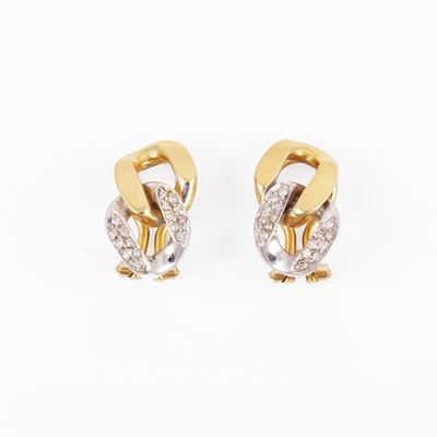 ORECCHINI in oro giallo e bianco con diamanti