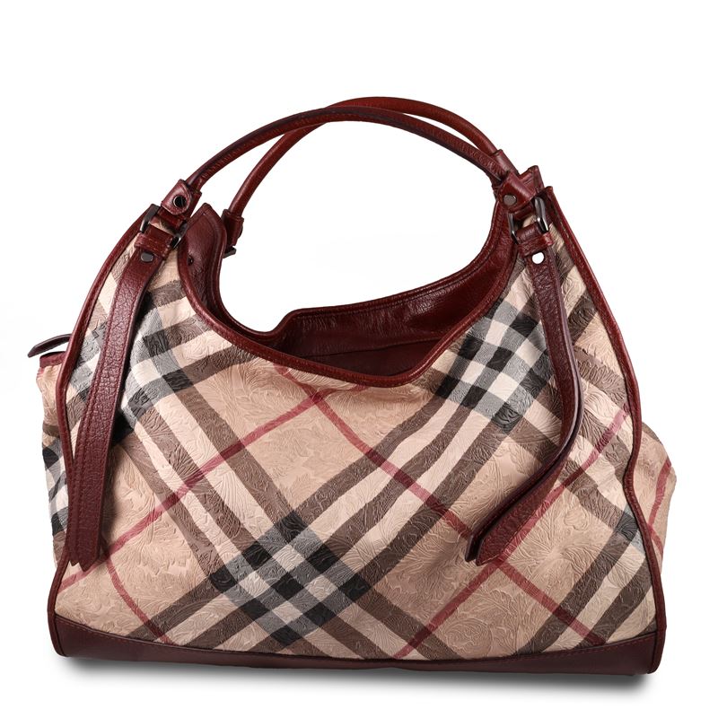 Burberry, Borsa tote Floral Embossed Check in tessuto con motivo Nova Check