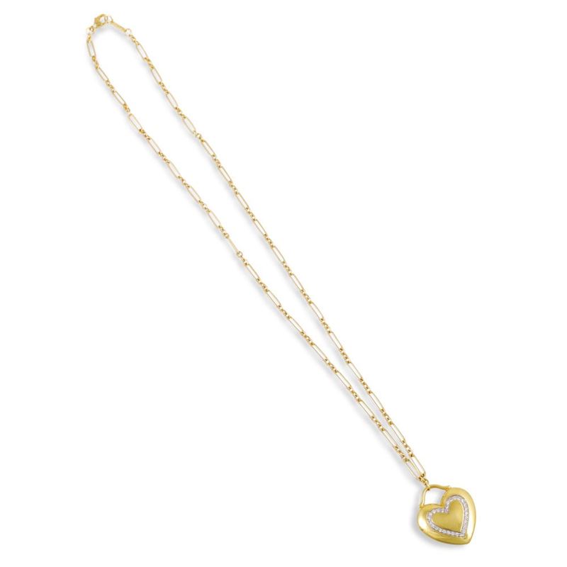 Tiffany & Co., Collana in oro 18Kt con pendente a forma di cuore e brillanti