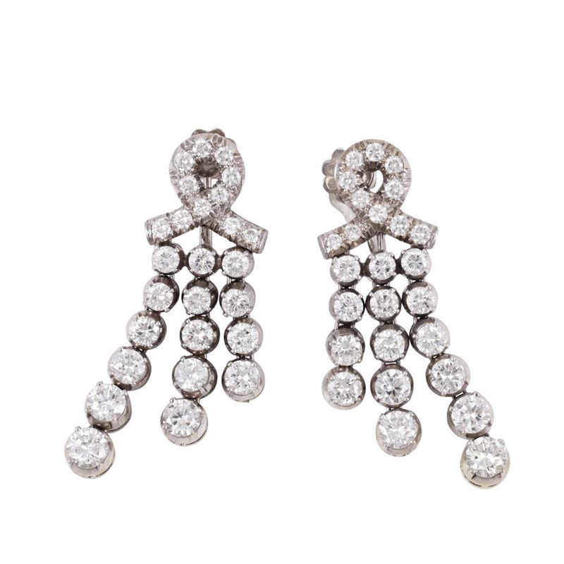 ORECCHINI, oro bianco 18Kt con brillanti