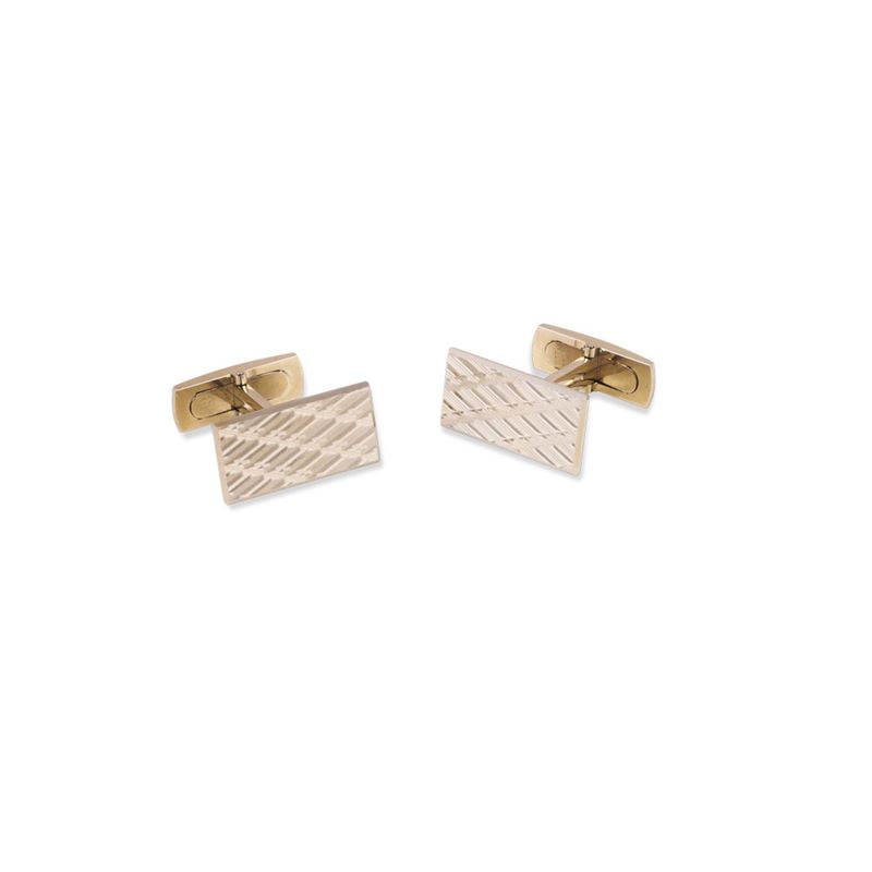 Orecchini Gemelli, oro bianco 18Kt, incisione geometrica