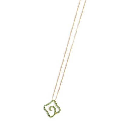 Girocollo in oro giallo 18Kt con pendente stilizzato ornato da tsavoriti
