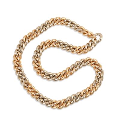 Collana a maglia gourmette in oro giallo e bianco 18Kt
