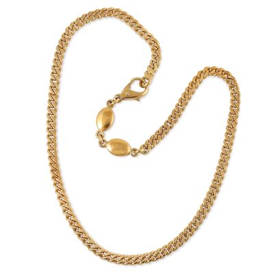 Girocollo in oro giallo 18Kt, maglia groumette e motivi ovali