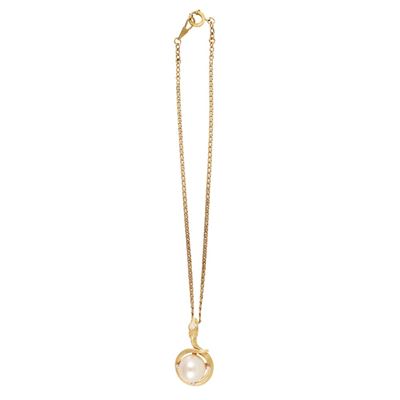 Pendente con catena, oro giallo 18Kt e perla South Sea