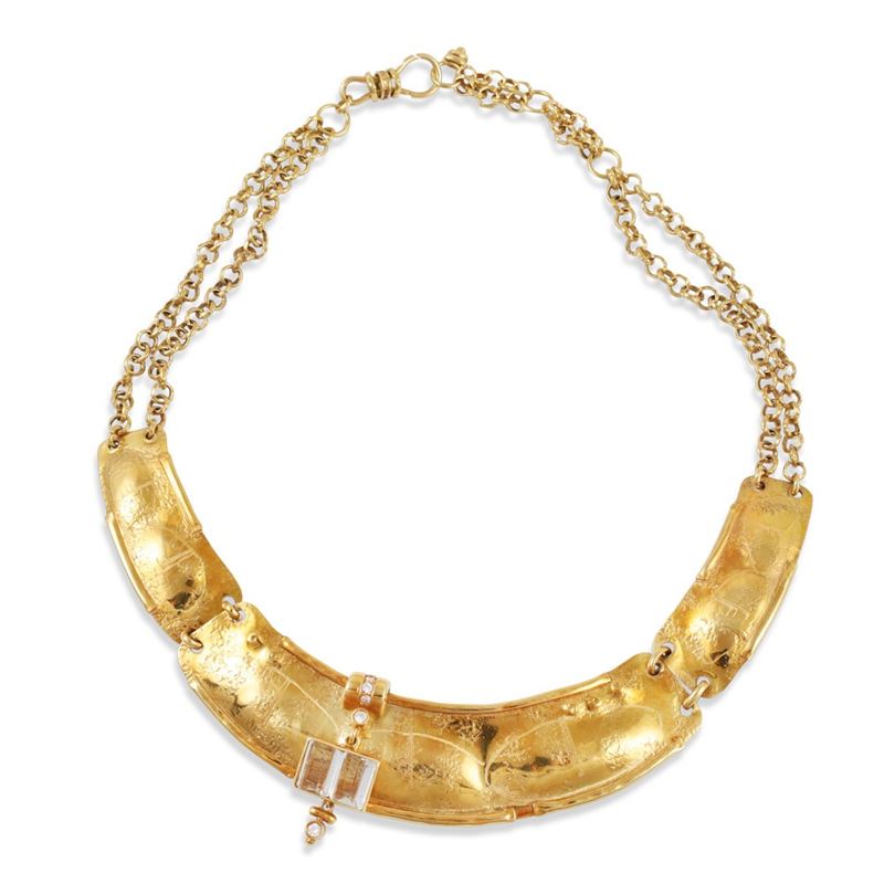 Misani - Girocollo in oro giallo 18Kt con acquemarine e diamanti