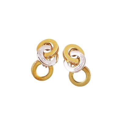 ORECCHINI, oro giallo e bianco 18Kt con diamanti