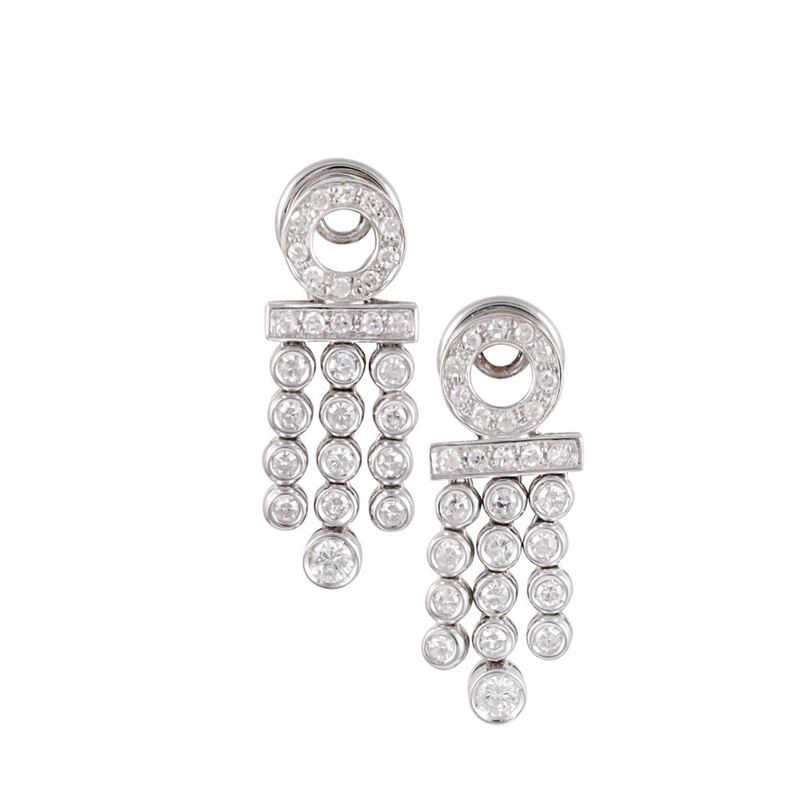 ORECCHINI a clip in oro bianco 18Kt e diamanti
