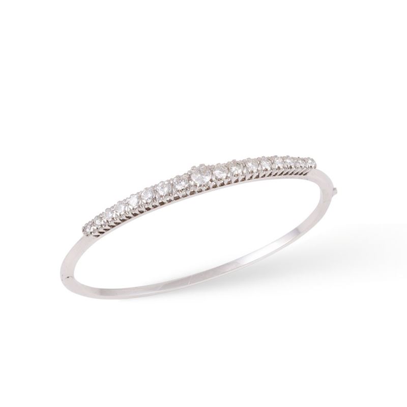 Bracciale rigido in oro bianco 18Kt con brillanti