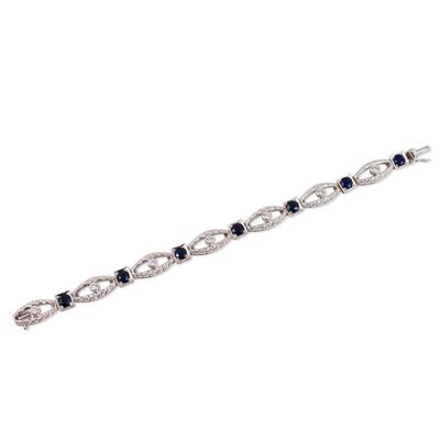 Bracciale in oro bianco 18Kt con brillanti e zaffiri