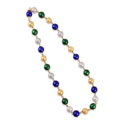 Illario (attribuito), Girocollo in oro giallo e bianco 18K con sfere alternate