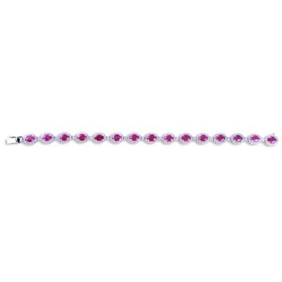 Bracciale in oro bianco 18 kt con rubini ovali e brillanti